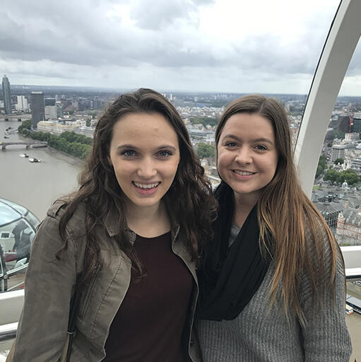Student Natalia Brusco and friend riding London Eye